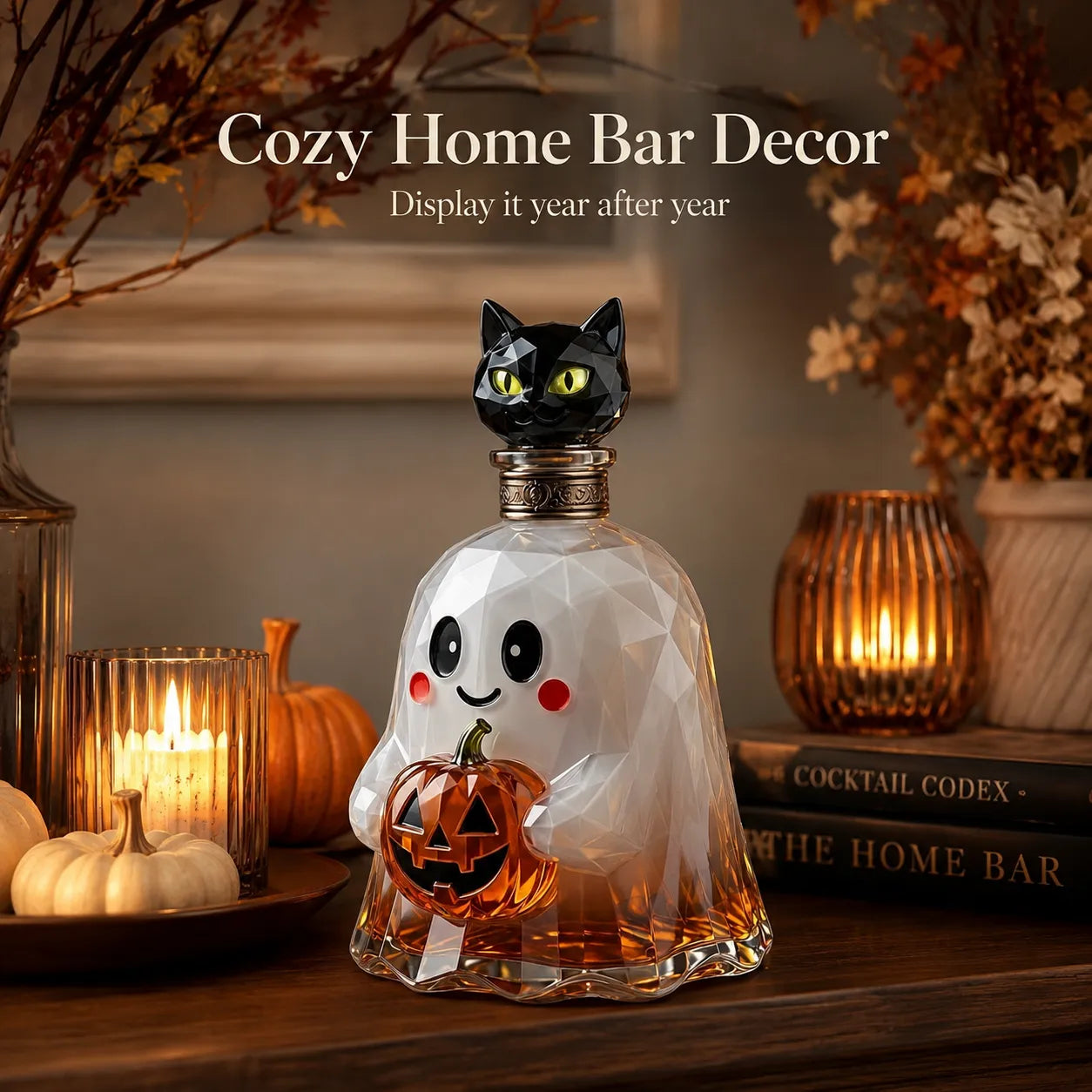 🔥HOT SALE🔥Ghost Pumpkin Halloween Decanter 🎃 Spooky Glass Whiskey Bottle 💥Buy 3 Get Free Shipment💥