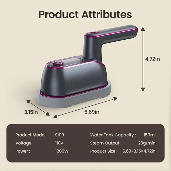 Portable Steam Iron & Clothes Steame