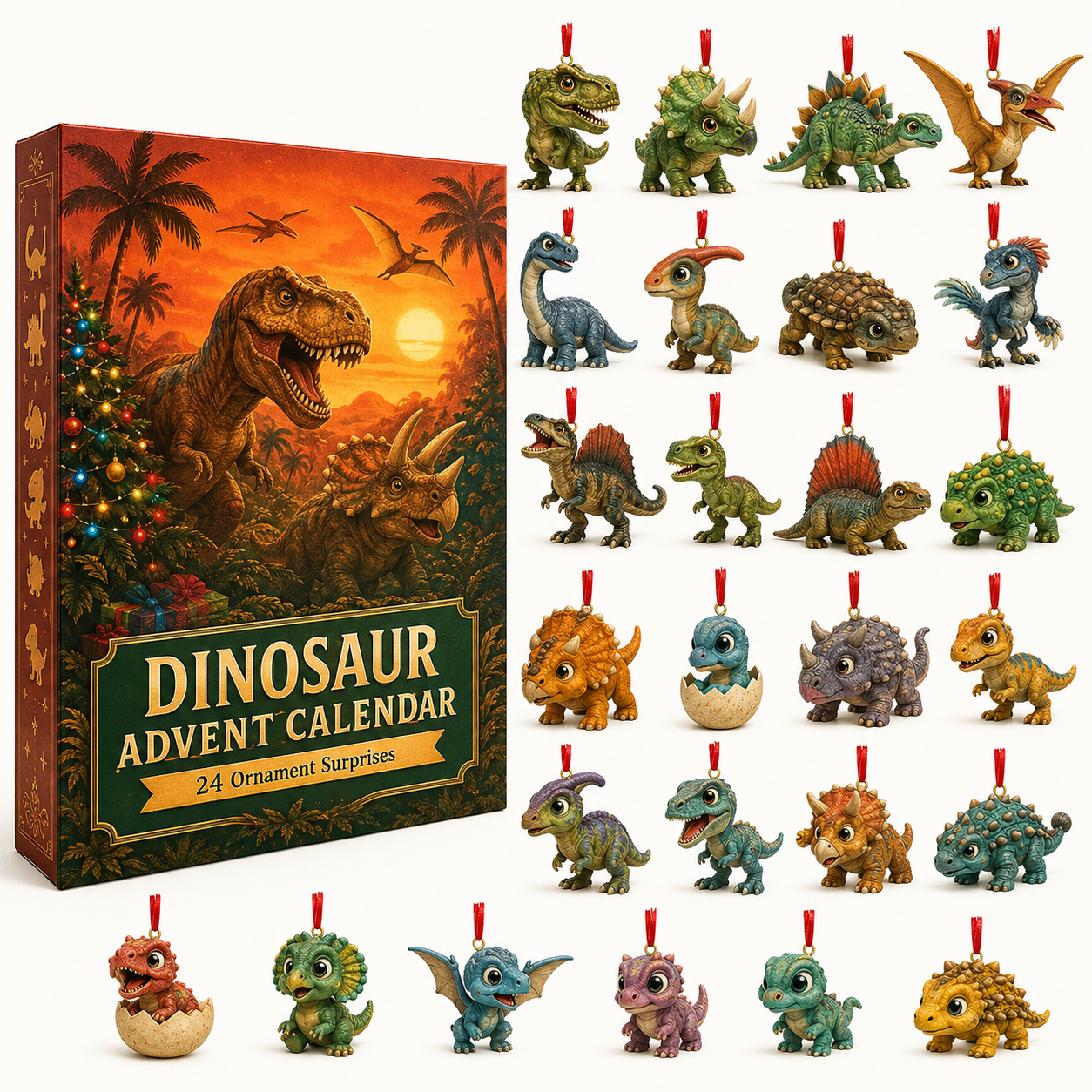 🦖Dinosaur Advent Calendar, 24‑Day Christmas Countdown Calendar