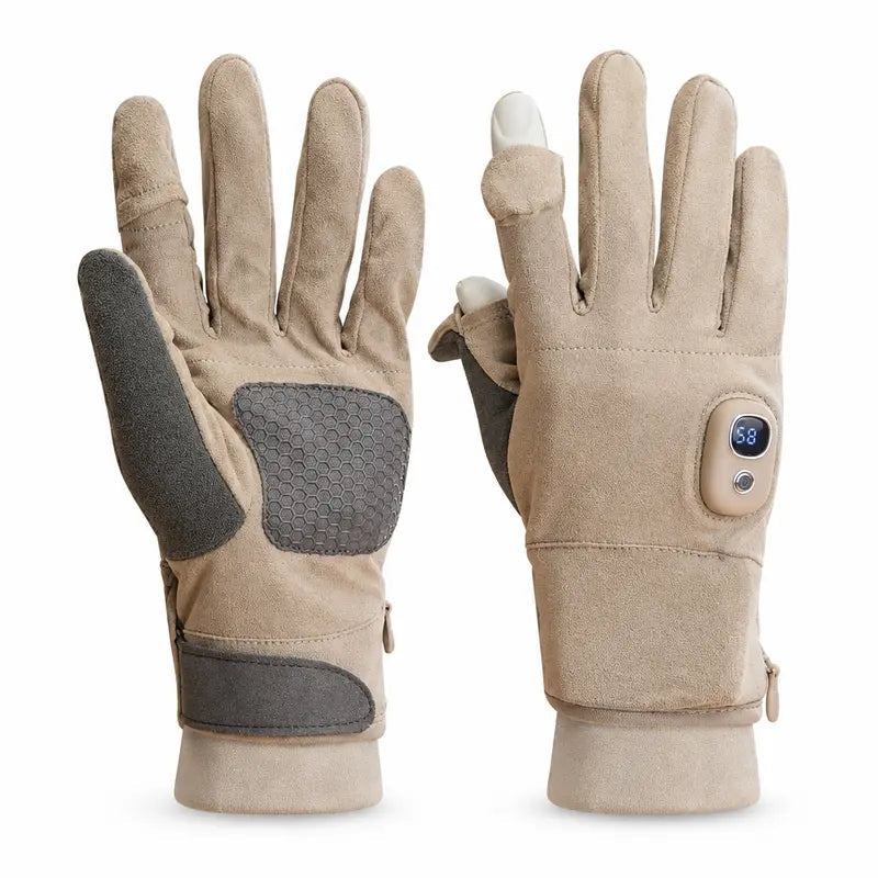🔥 Rechargeable Heated Gloves with Digital Display & Flip-Open Fingertips