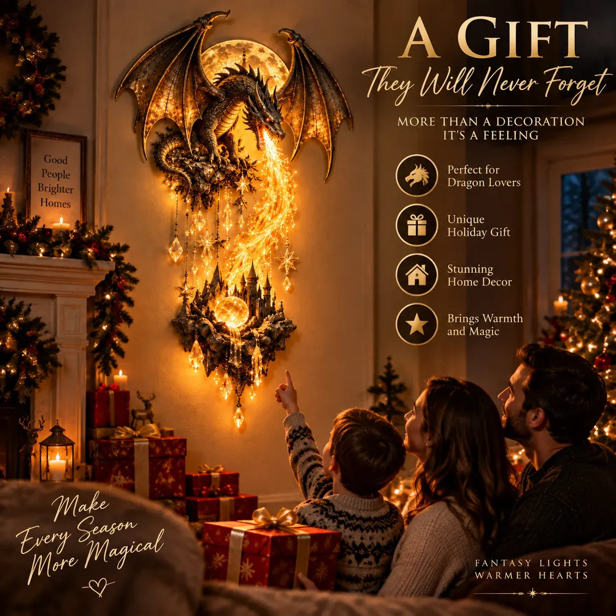 ๐ฅ Last Day 49% OFF โ ๐ Dragonfire Moonlight Wall Lamp | Enchanted Fantasy Castle Decor ๐