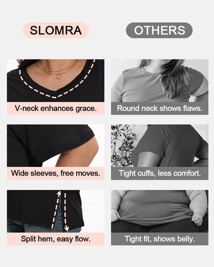 Women's Plus Size Basic Sleeve V-Neck T-Shirts