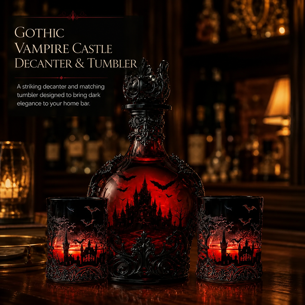 🔥Last Day 49% OFF - 🦇🍺Gothic Vampire Castle Whisky Decanter & Tumbler(📦Buy 3 Free Shipping)