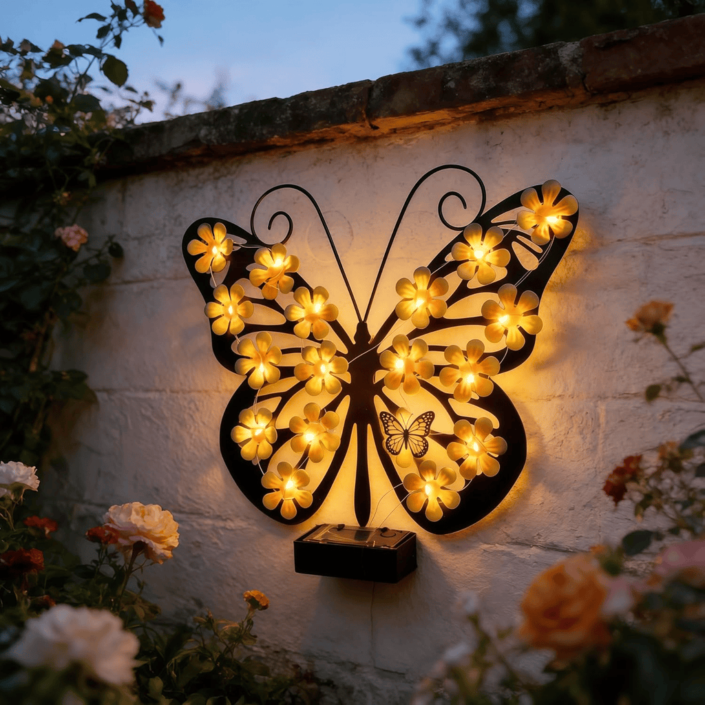 Solar Lights Outdoor Metal Butterfly Wall Decor
