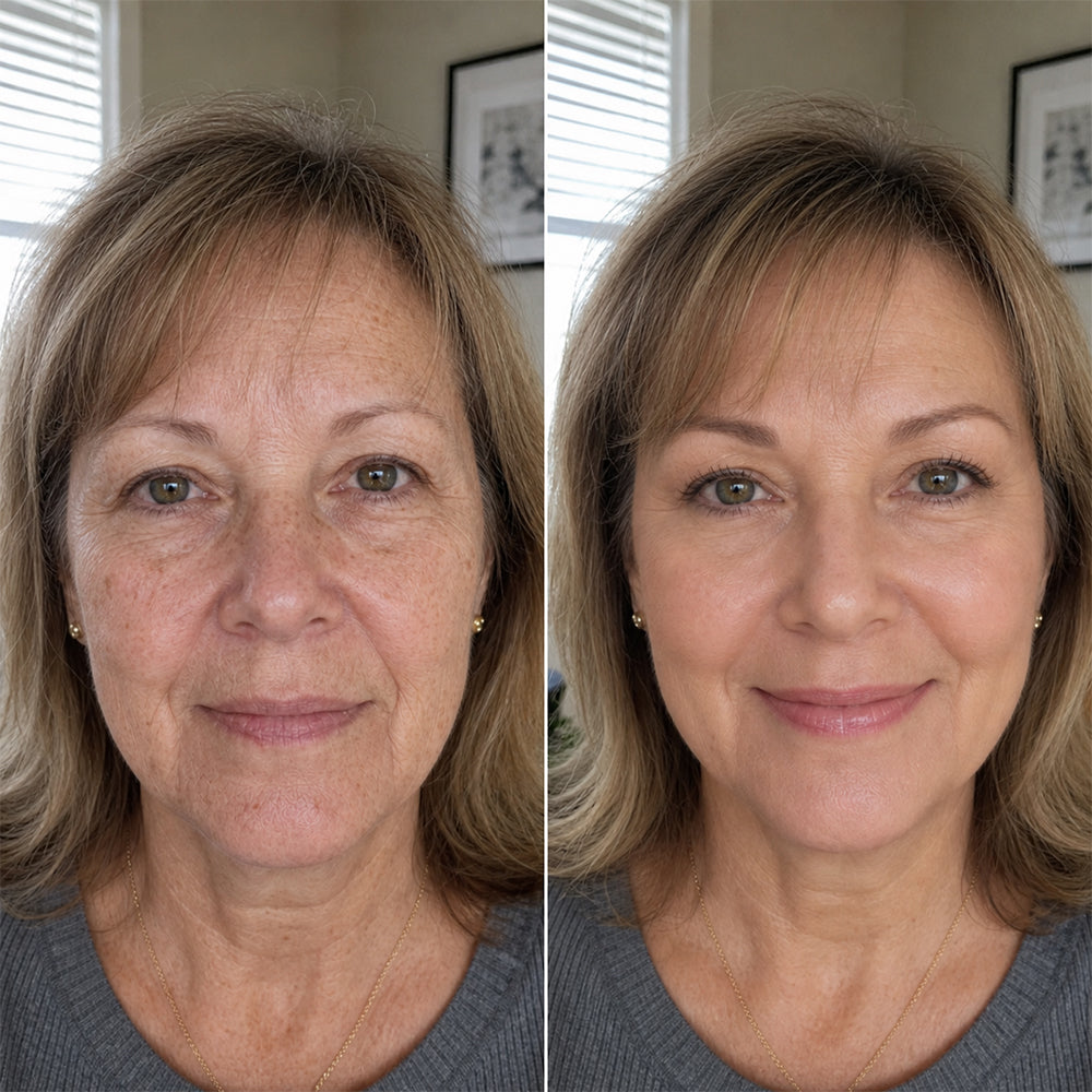 Mature skin foundation before and after