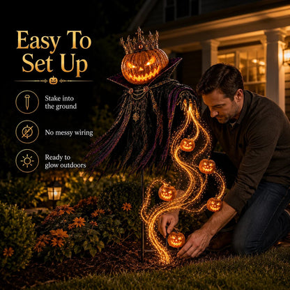 👑🎃 Pumpkin King Halloween Yard Decor|Solar Operated Day‐Night Ornament For Garden