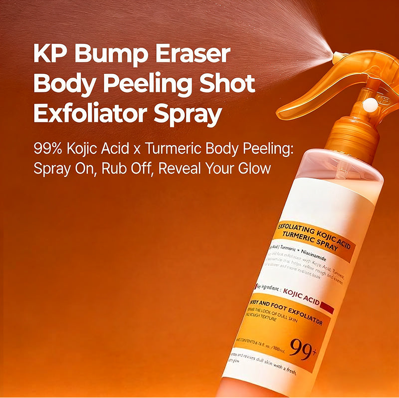 Kojic acid and turmeric body peeling spray