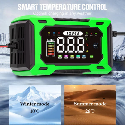 ⏳⏳Time-Limited Special⏰12V 6A Smart Car Battery Charger – Pulse Repair Technology, Auto Maintain & Desulfation