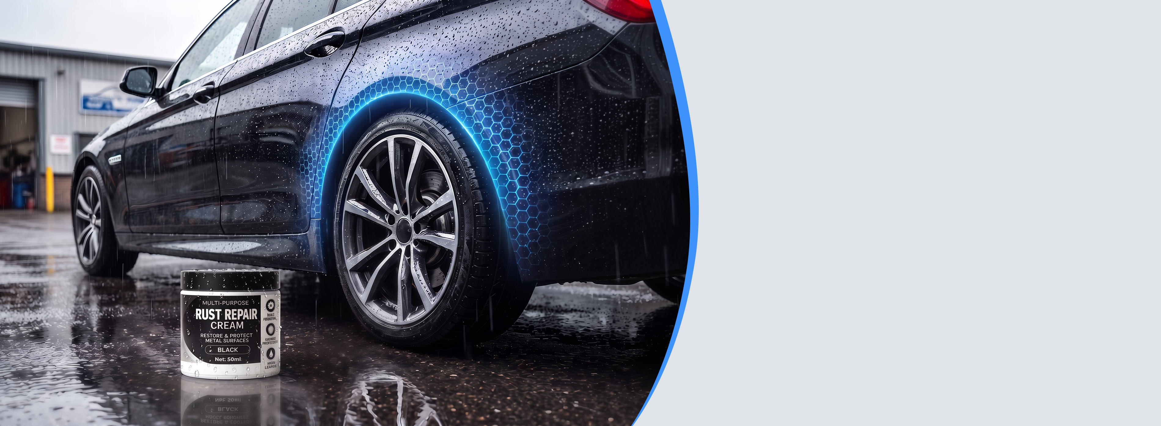 Rust repair coating helps protect treated metal on a car