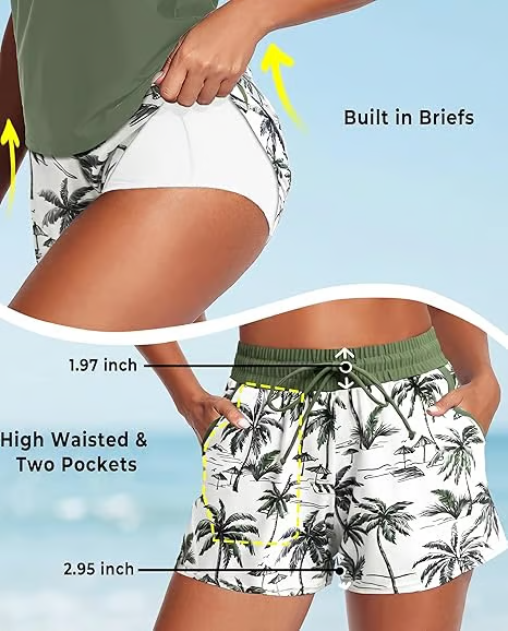 Women's Sporty Tankini Set with Shorts Pockets Athletic Bathing Suit 2026 Modest