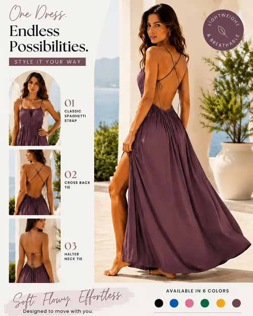 Backless Drawstring Maxi Cami Dress
