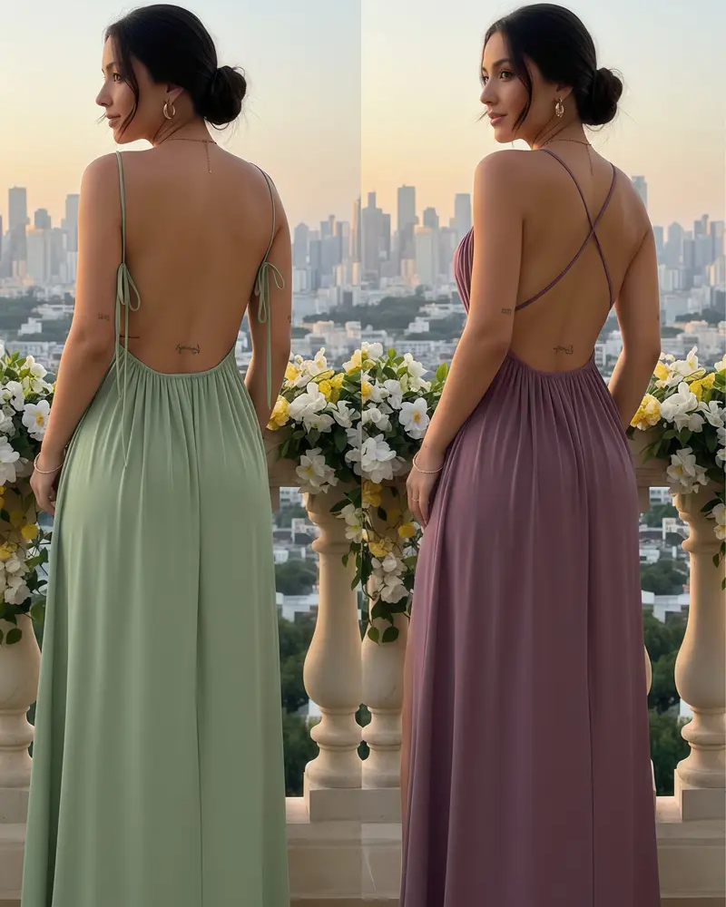 Backless Drawstring Maxi Cami Dress