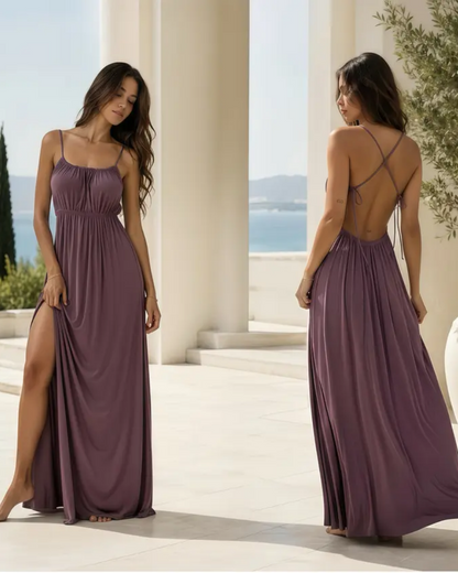Backless Drawstring Maxi Cami Dress