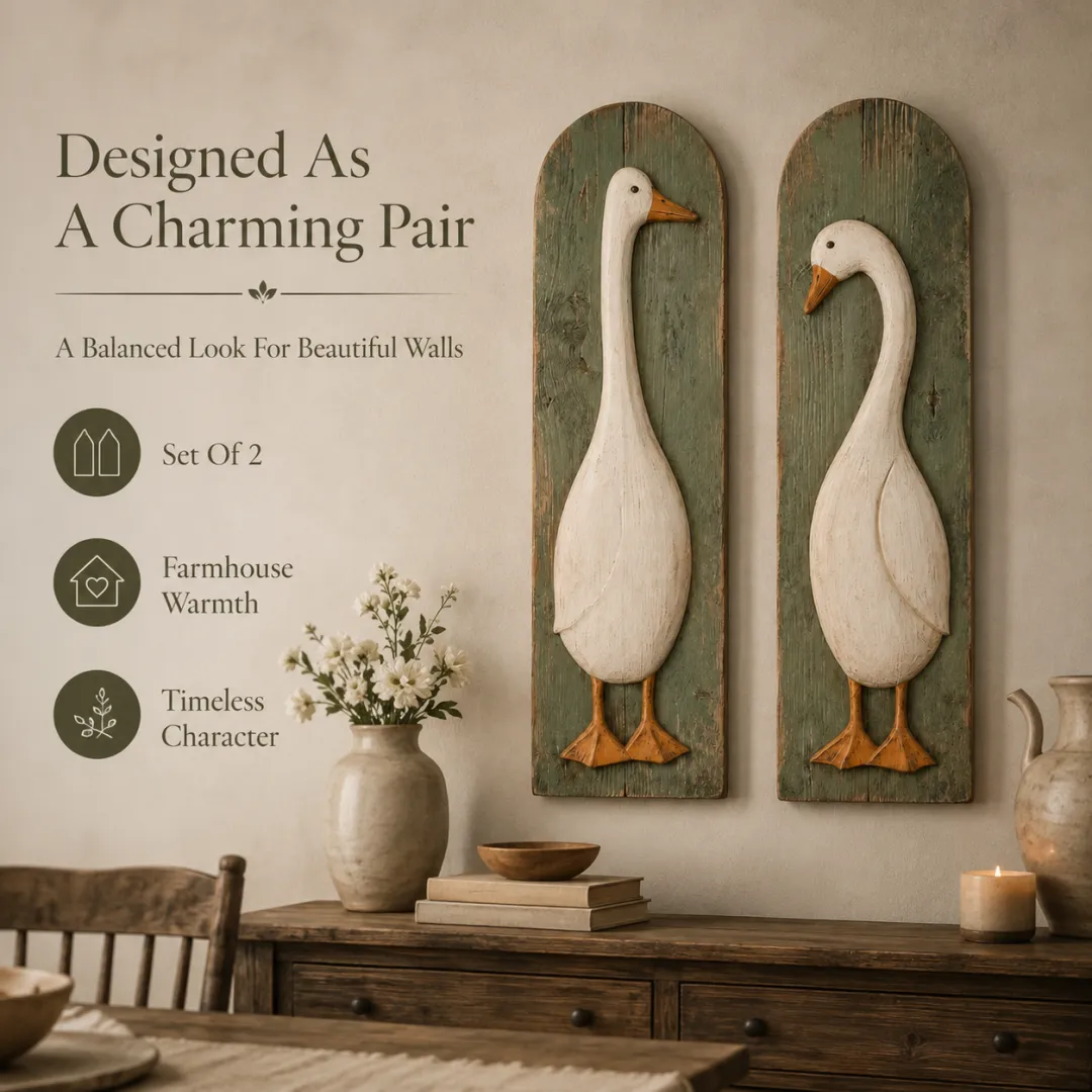 Handcrafted Rustic Goose Wall Art Set Of 2