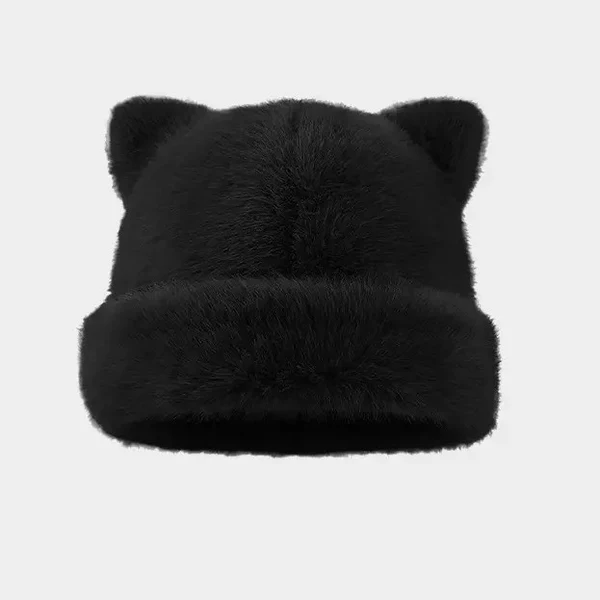 Leopard Print Plush Cat Ear Hat