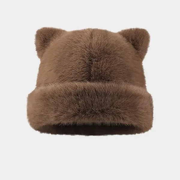 Leopard Print Plush Cat Ear Hat