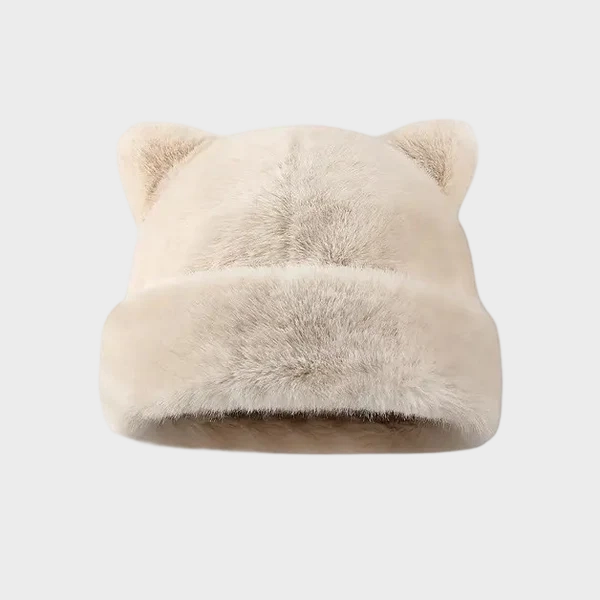 Leopard Print Plush Cat Ear Hat