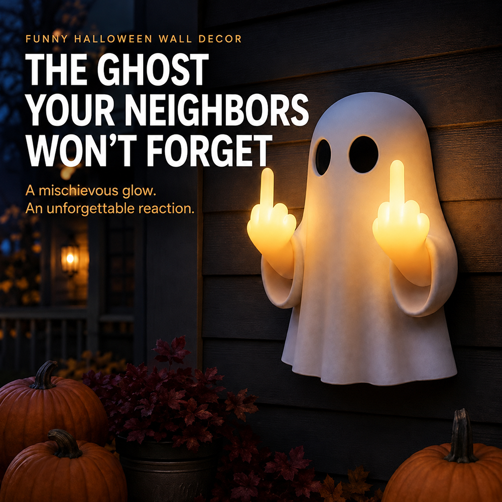 👻 Light-Up Rude Ghost Wall Decor – Funny Halloween Porch Decoration