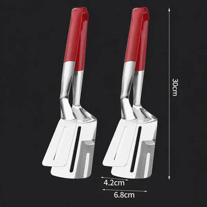 🍳 2-in-1 Stainless Steel Spatula Tongs – Grip, Flip & Serve🔥