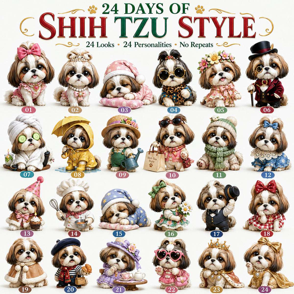 ⏰Limited Stock 49% OFF - 🎀24 Days of Shih Tzu Style Advent Calendar – 24 Unique Shih Tzu Collectibles ✨🐾