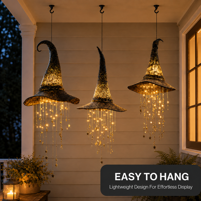 Lighted Witch Hat Hanging Decor – Magical Halloween Porch & Window Light