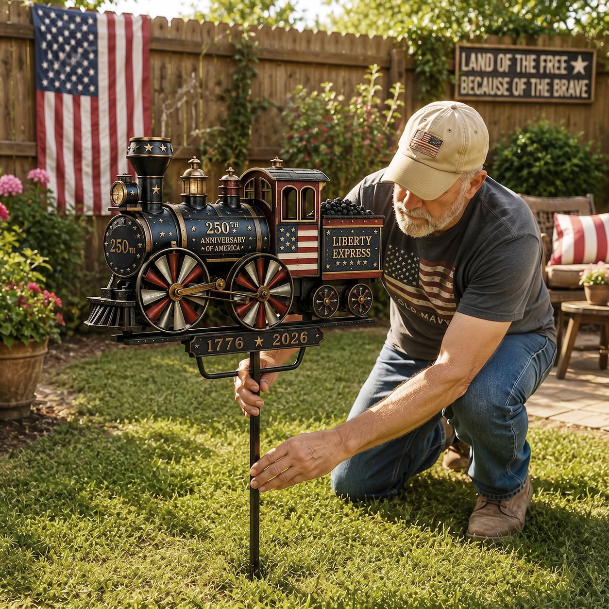 🔥Limited time 49% OFF🔥🚂USA 250th “Liberty Express” Train Garden Wind Spinner