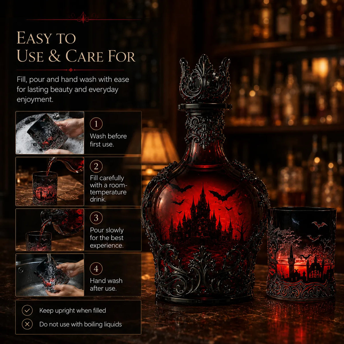 🔥Last Day 49% OFF - 🦇🍺Gothic Vampire Castle Whisky Decanter & Tumbler(📦Buy 3 Free Shipping)