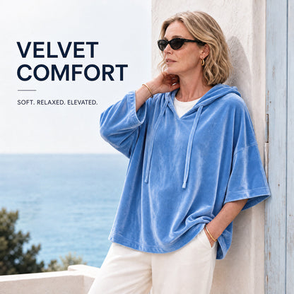 Women's Velour Oversized Hoodie 3/4 Sleeve