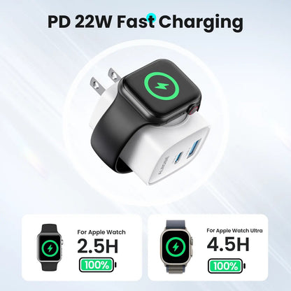 3-in-1 Magnetic Wireless Cordless PD USB-C Wall Charger Block