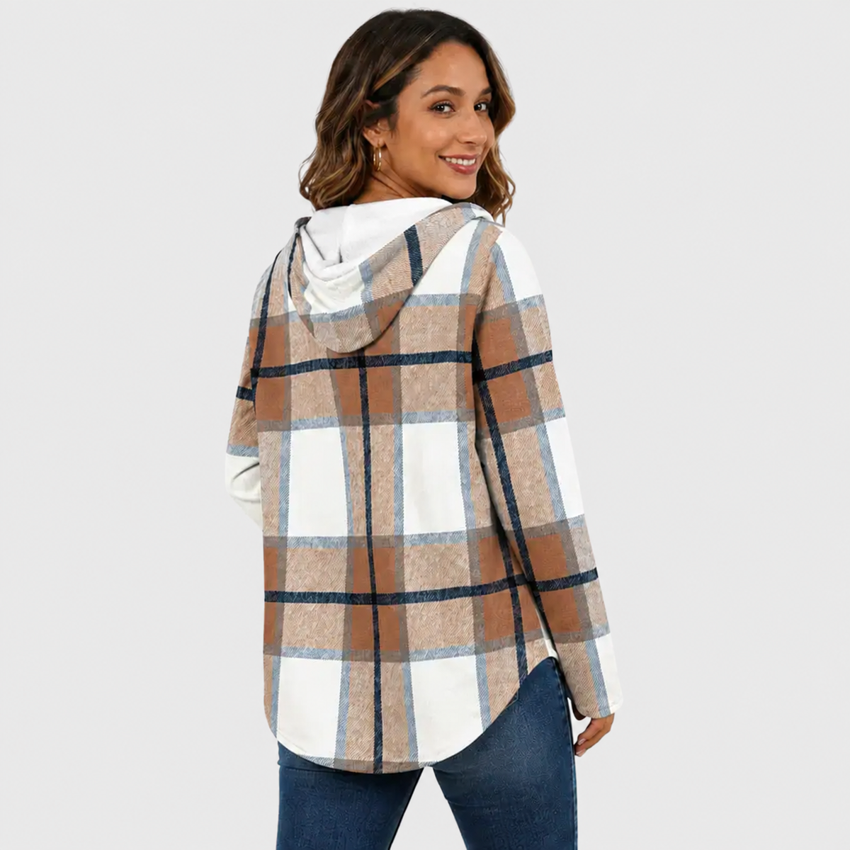 Relaxed V-Neck High-Low Tunic Hoodie