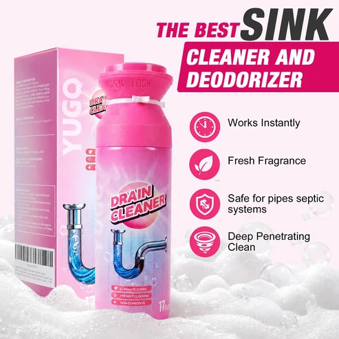 Foaming Drain Cleaner for Kitchen and Bathroom Drains - Safe, Effective & Deodorizing