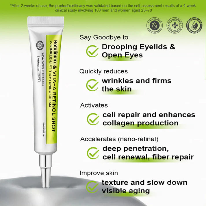 🔥Final 3 Hours: 70%OFF🔥 Botulinum & Vita-A Retinol Shot Wrinkle-Lift Tightening cream✨
