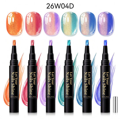 5 in 1 Aurora Gel Nail Polish Pen with Base Color and Top Coat