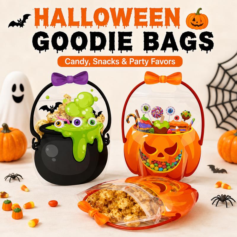 Halloween Goodie Bags Plastic Candy Gift Bags with Handle