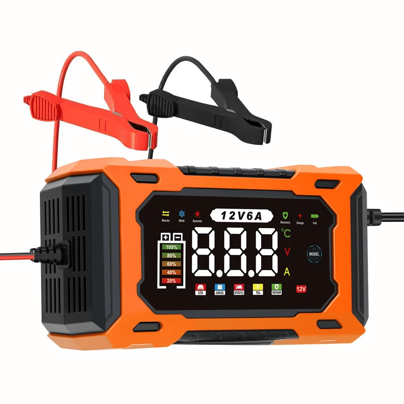 ⏳⏳Time-Limited Special⏰12V 6A Smart Car Battery Charger – Pulse Repair Technology, Auto Maintain & Desulfation