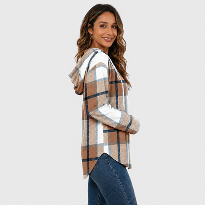 Relaxed V-Neck High-Low Tunic Hoodie