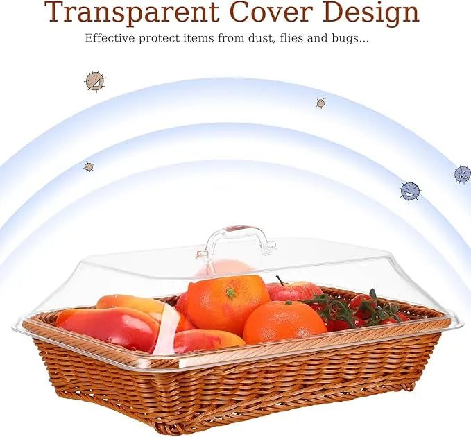 Woven Serving Basket with Clear Acrylic Cover 🧺✨