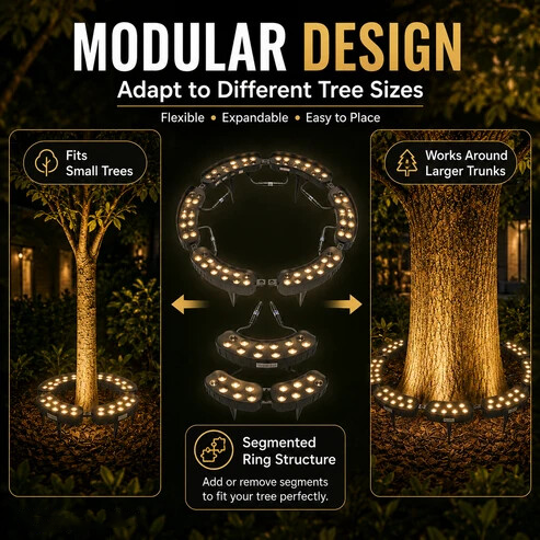 🌳💡 Ring-Shaped Solar Tree Lights – Weatherproof Outdoor Spotlights Ideal for Trees, Pillars, and Gardens