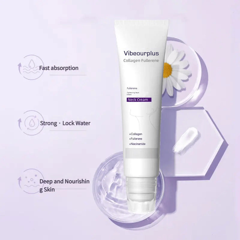 Roller Massage Neck Cream 🧴 Collagen & Hyaluronic Acid | Firms Neck, Reduces Wrinkles & Double Chin-eded