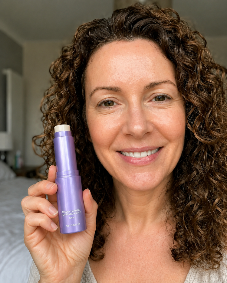 Jennifer wearing color changing foundation