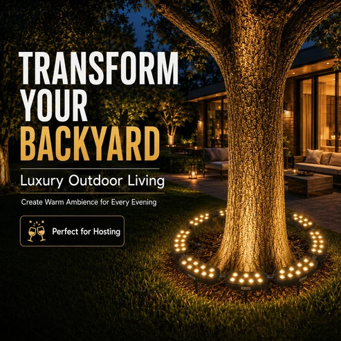 🌳💡 Ring-Shaped Solar Tree Lights – Weatherproof Outdoor Spotlights Ideal for Trees, Pillars, and Gardens