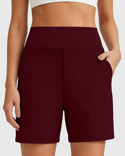 Women's High-Waisted Athletic Bermuda Shorts with Pockets – Running, Yoga, Summer Casual Activewear
