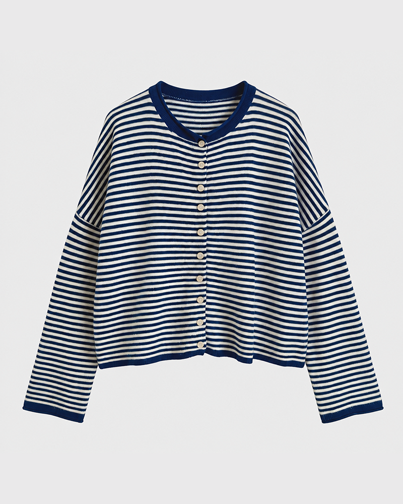 Women's Striped Cardigan Knit Long Sleeve Casual Fall Winter