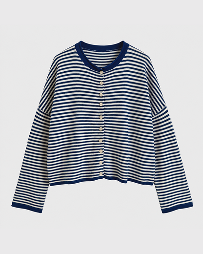 Women's Striped Cardigan Knit Long Sleeve Casual Fall Winter
