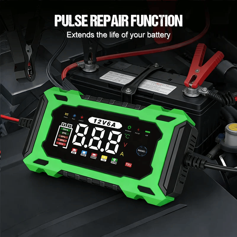 ⏳⏳Time-Limited Special⏰12V 6A Smart Car Battery Charger – Pulse Repair Technology, Auto Maintain & Desulfation