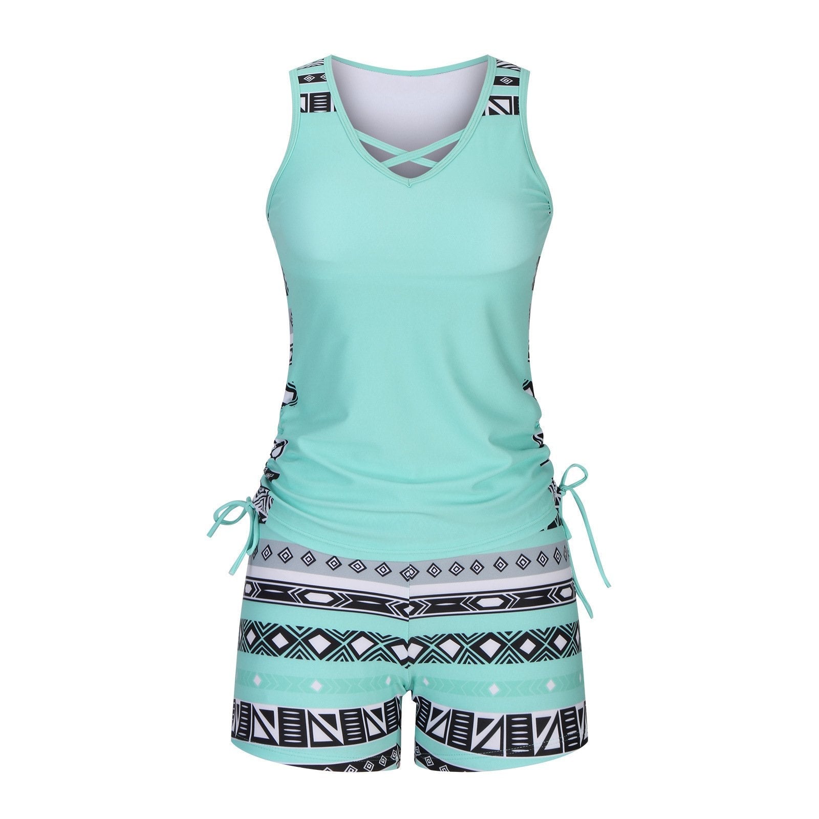 ⏰LAST DAY 50% OFF - Miraclesuit Women's Tummy Control Tankini Set with Built-In Bra – Flattering Boho Swimwear with Shorts