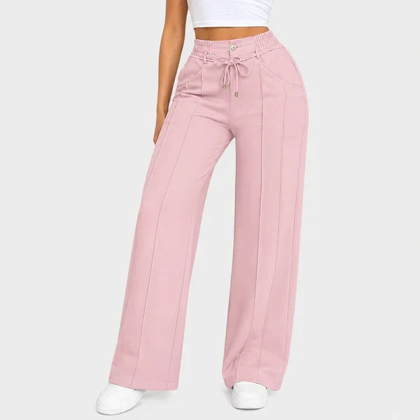 New Summer Drawstring High Waist Wide Leg Pants