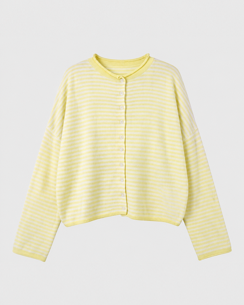 Women's Striped Cardigan Knit Long Sleeve Casual Fall Winter