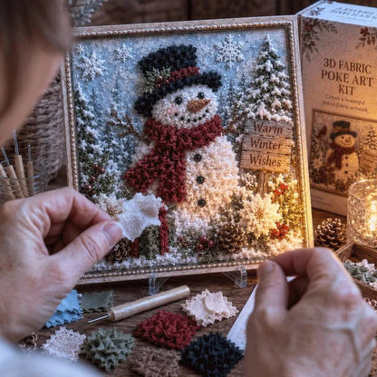 🔥🎄🧵 Premium 3D Christmas Fabric Poke Art Kit | No-Sew Holiday Craft with Pre-Punched Board, Fabric Squares & Display Stand 🎅✨