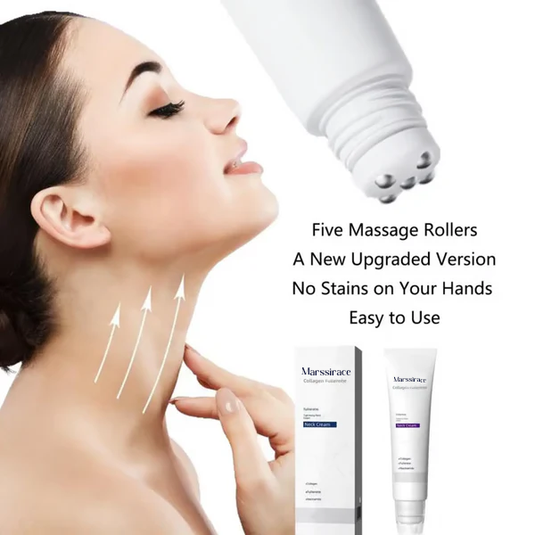 Roller Massage Neck Cream 🧴 Collagen & Hyaluronic Acid | Firms Neck, Reduces Wrinkles & Double Chin-eded